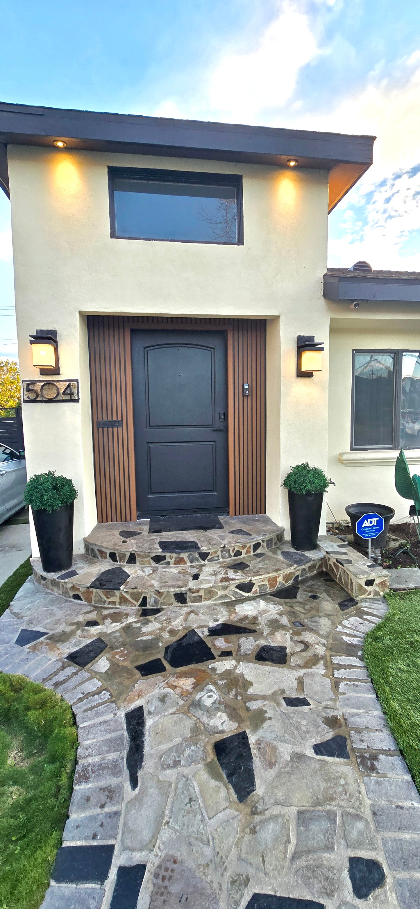 Exterior Two Tone Weathered Teak & Black Siding Slat Panels