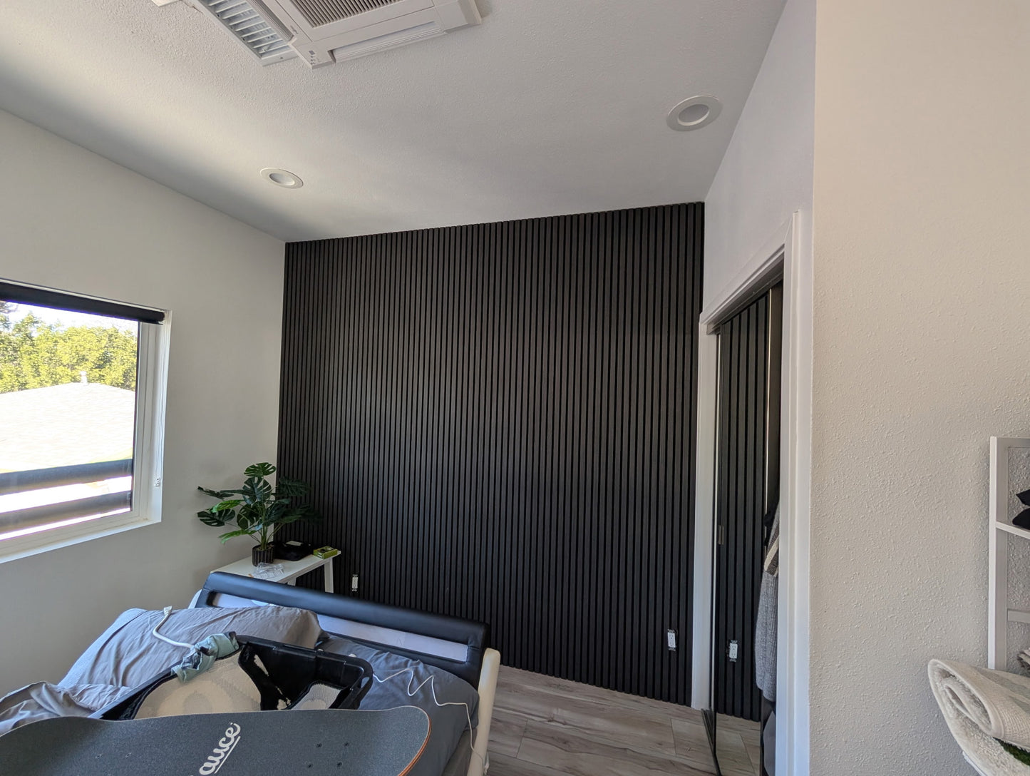 Charcoal Black Wood Veneer Panels Accent Wall Decor 2 ft wide by 9.5 ft long