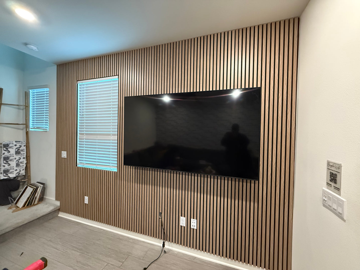 Washed Oak Acoustic Wood Panels Accent Wall Slat Decor 2 ft wide by 9.5 ft long