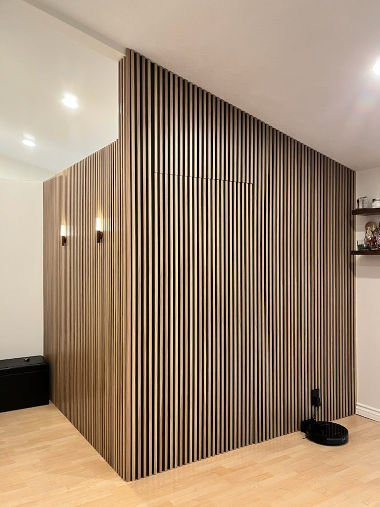 Interior Accent Wall Panels WPC Two Tone Black / Light Brown Teak Wood Decorative Look