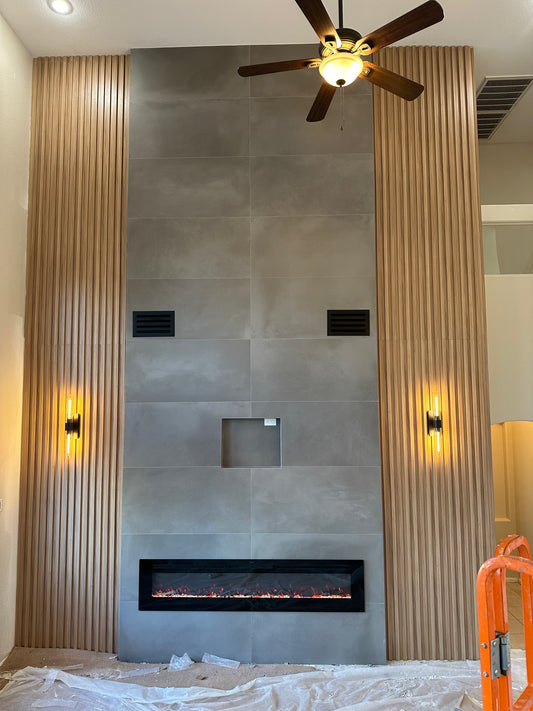 Extra Wide Interior Accent Wall Panels WPC Teak Wood Decorative Look