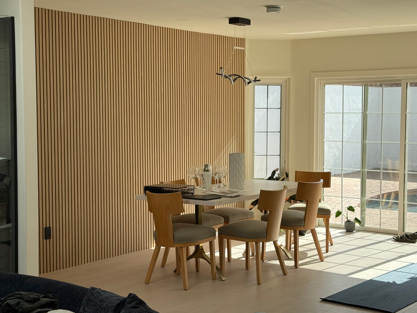 Acoustic Panels Wood Veneer Accent Walls 2 ft wide by 9.5 ft long White Oak