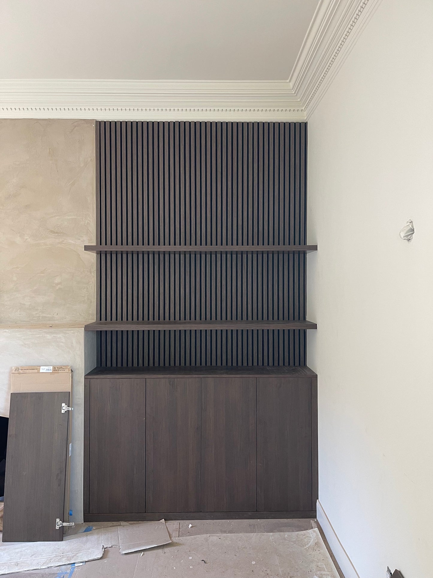 Charcoal Black Wood Veneer Panels Accent Wall Decor 2 ft wide by 9.5 ft long
