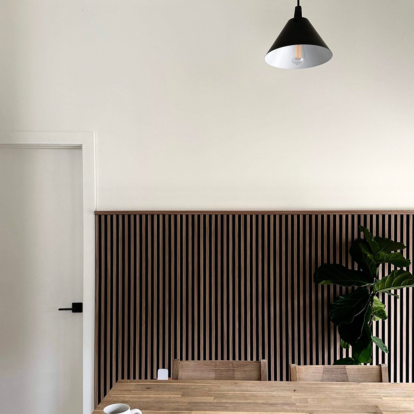 Interior Accent Wall Panels Two Tone Brown / Black Decorative Wood Look