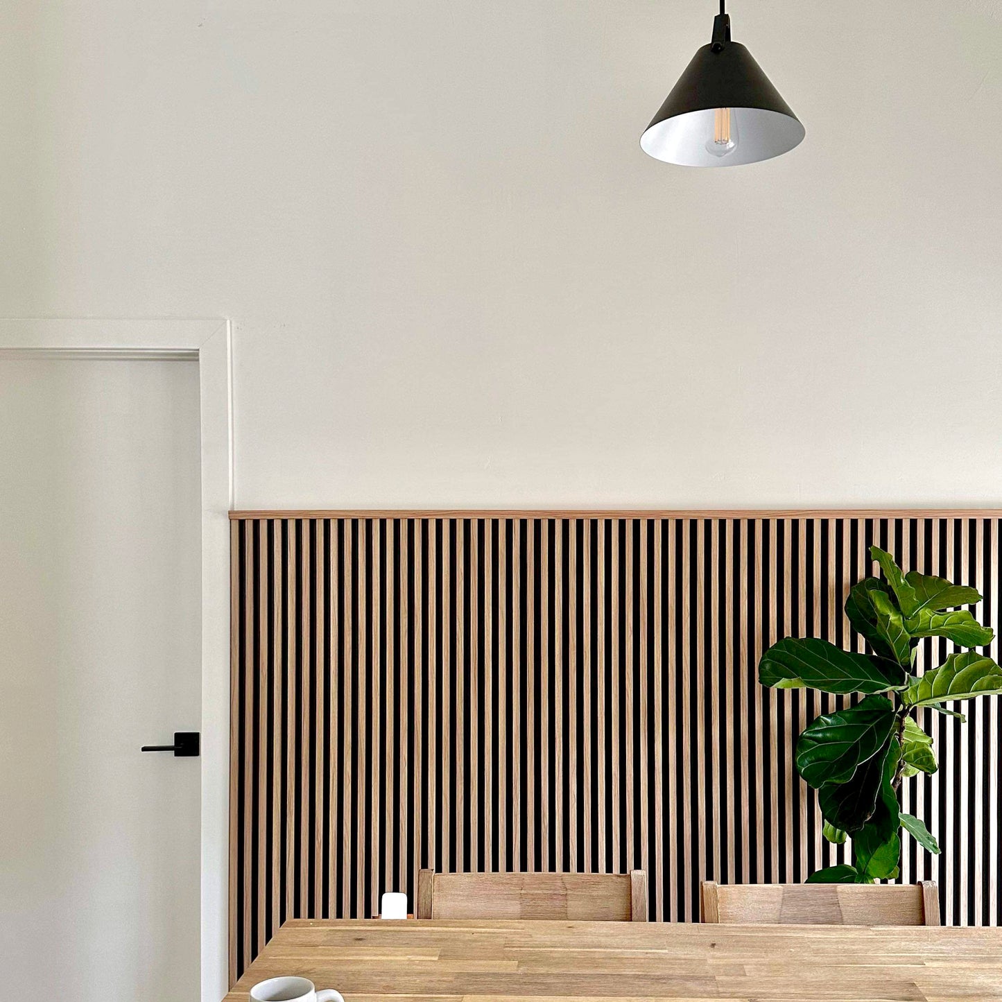 Interior Accent Wall Panels WPC Two Tone Black / Light Brown Teak Wood Decorative Look