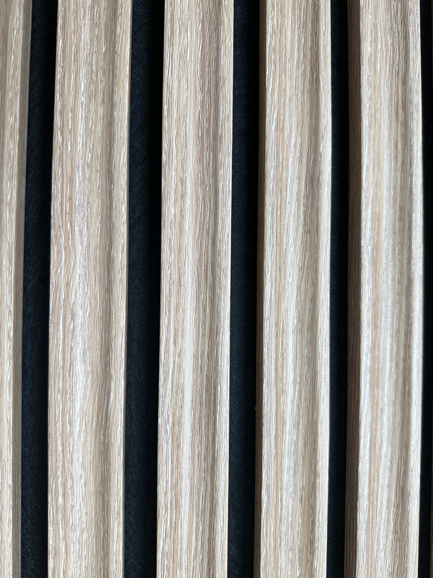 Fluted Panels Acoustic Wood Decor Accent Wall in Washed Oak Color 9.5 ft long by 2 ft wide