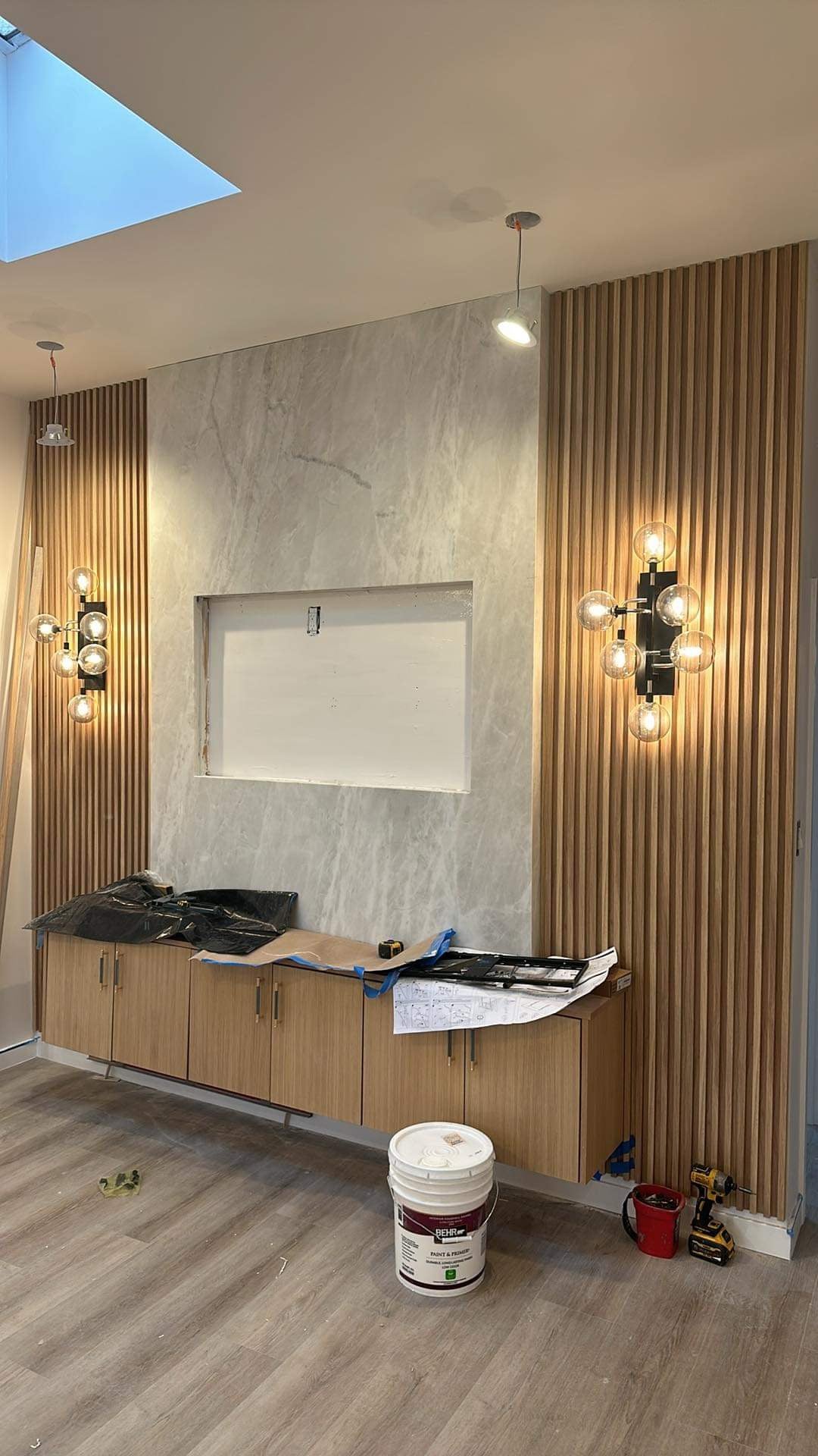 Interior Accent Wall Panels WPC Oak Tone Wood Look Length 114 in Width 6.5 in