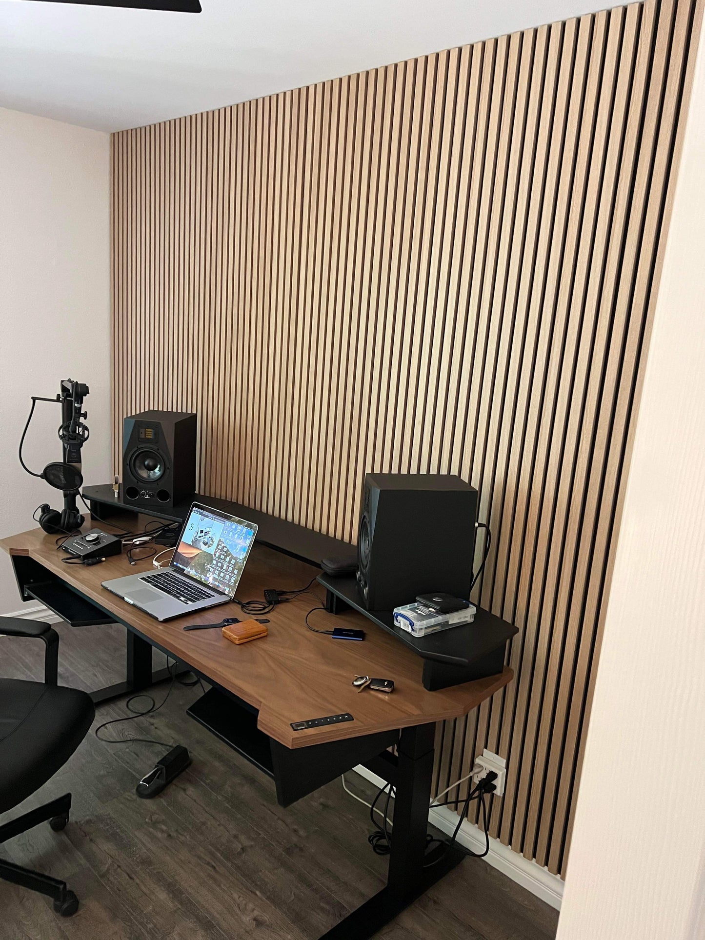 Washed Oak Acoustic Wood Panels Accent Wall Slat Decor 2 ft wide by 9.5 ft long