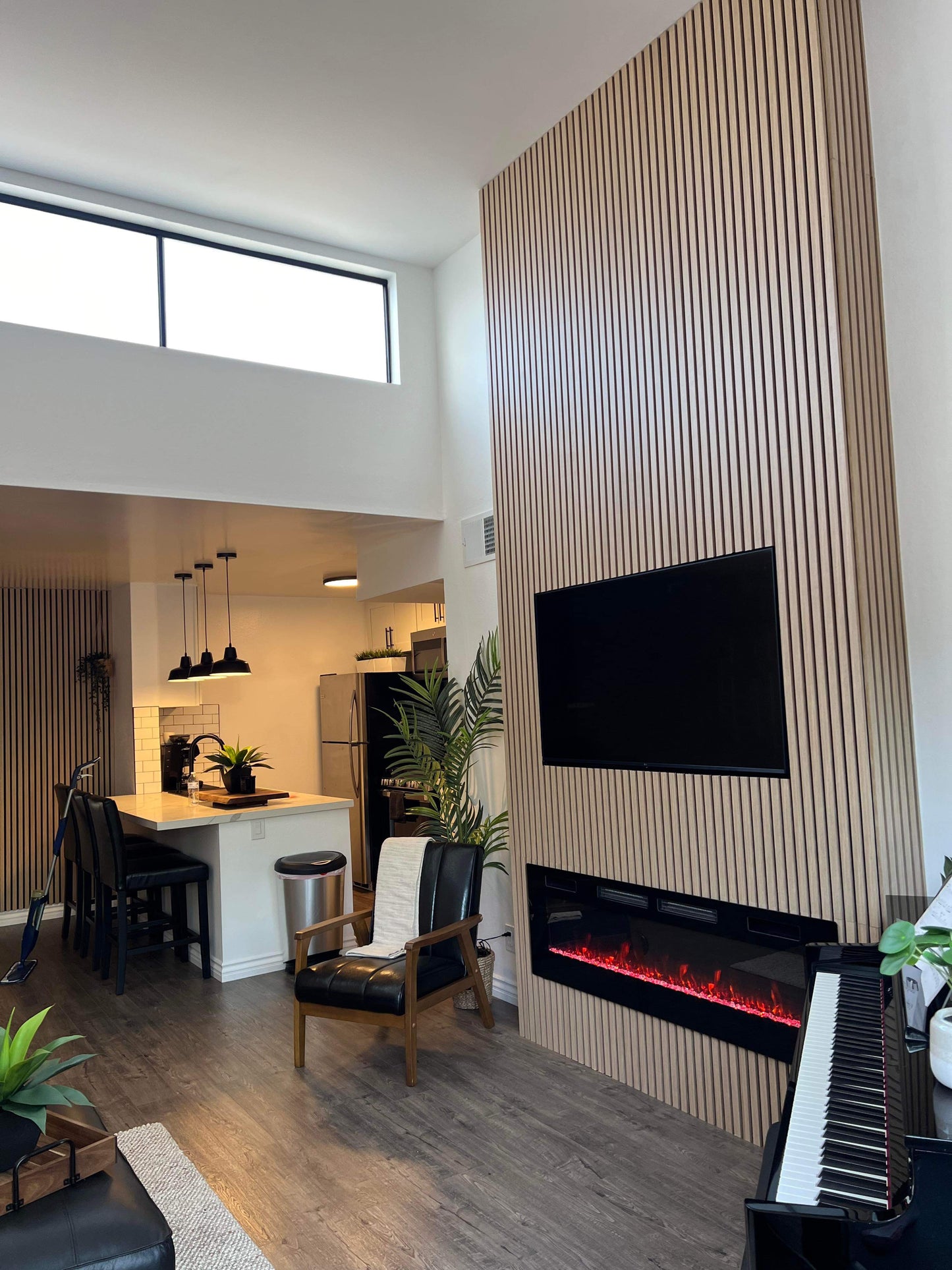 Washed Oak Acoustic Wood Panels Accent Wall Slat Decor 2 ft wide by 9.5 ft long