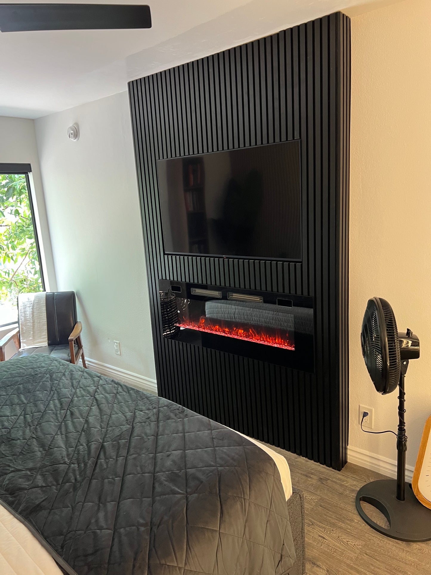 Acoustic Wood Panels Black Accent Slat Wall Decor 2 ft wide by 9.5 ft long
