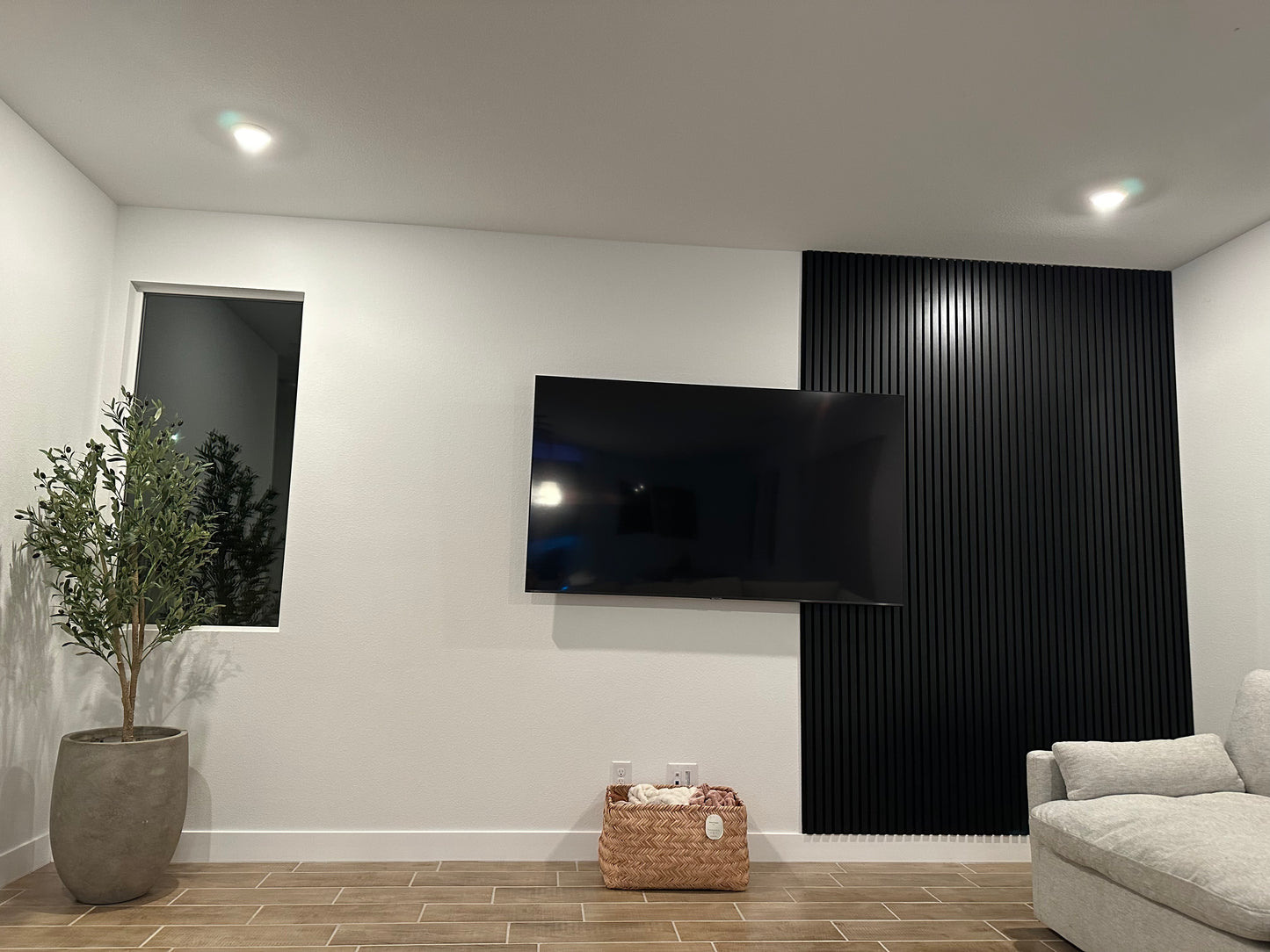 Acoustic Wood Panels Black Accent Slat Wall Decor 2 ft wide by 9.5 ft long