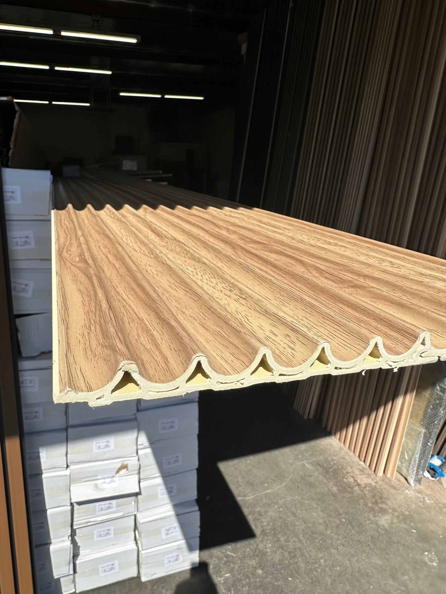 Wide Fluted Oak Color Interior Wall Decor Panels 6.2 inches wide by 114 inches long