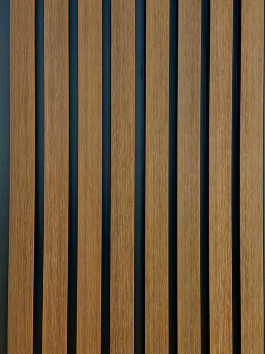 Exterior Two Tone Weathered Teak & Black Siding Slat Panels