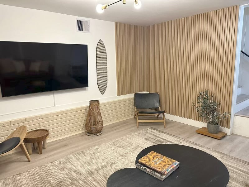 Interior Accent Wall Panels WPC Oak Tone Wood Look Length 114 in Width 6.5 in