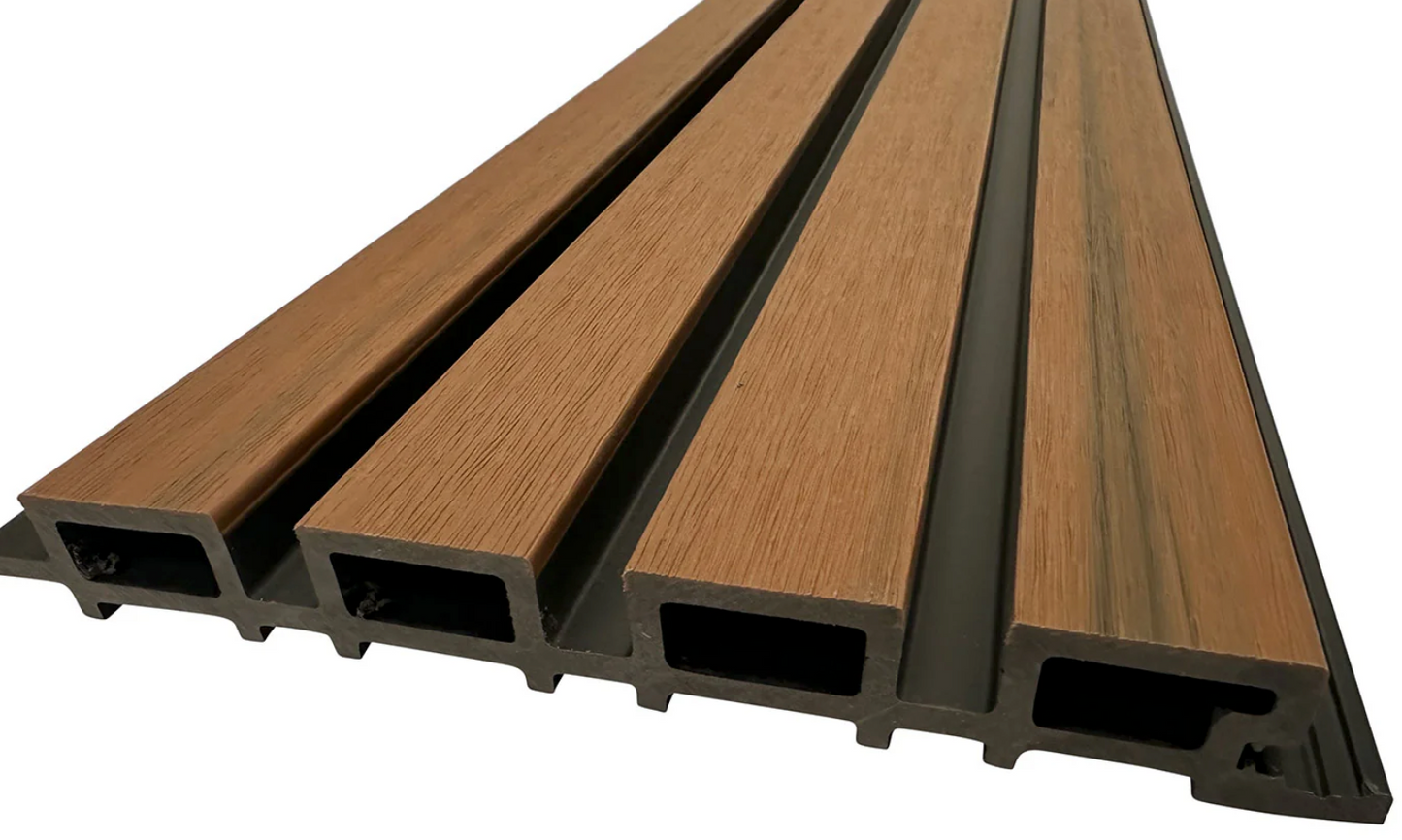 Exterior Two Tone Weathered Teak & Black Siding Slat Panels