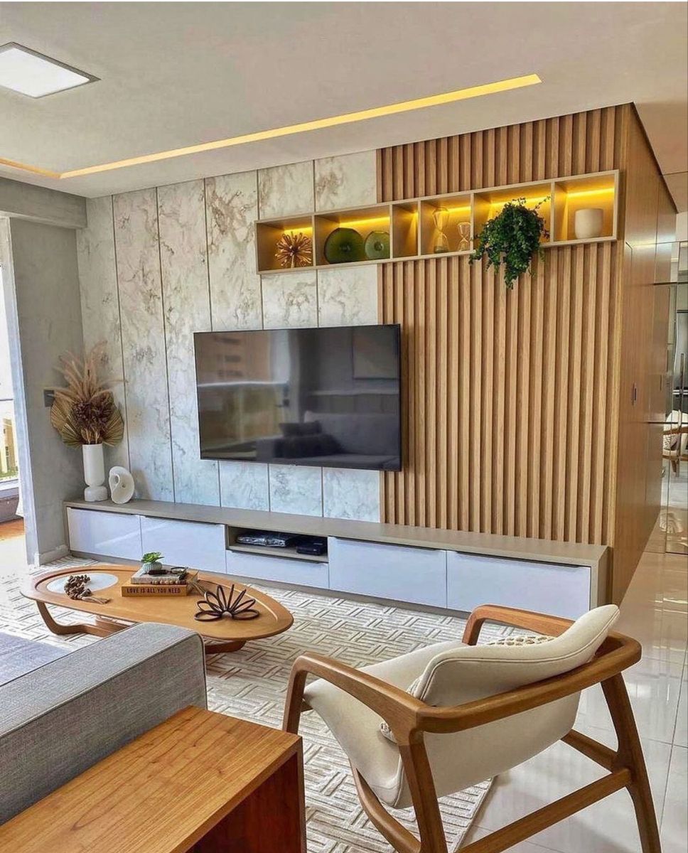Extra Wide Interior Accent Wall Panels WPC Teak Wood Decorative Look