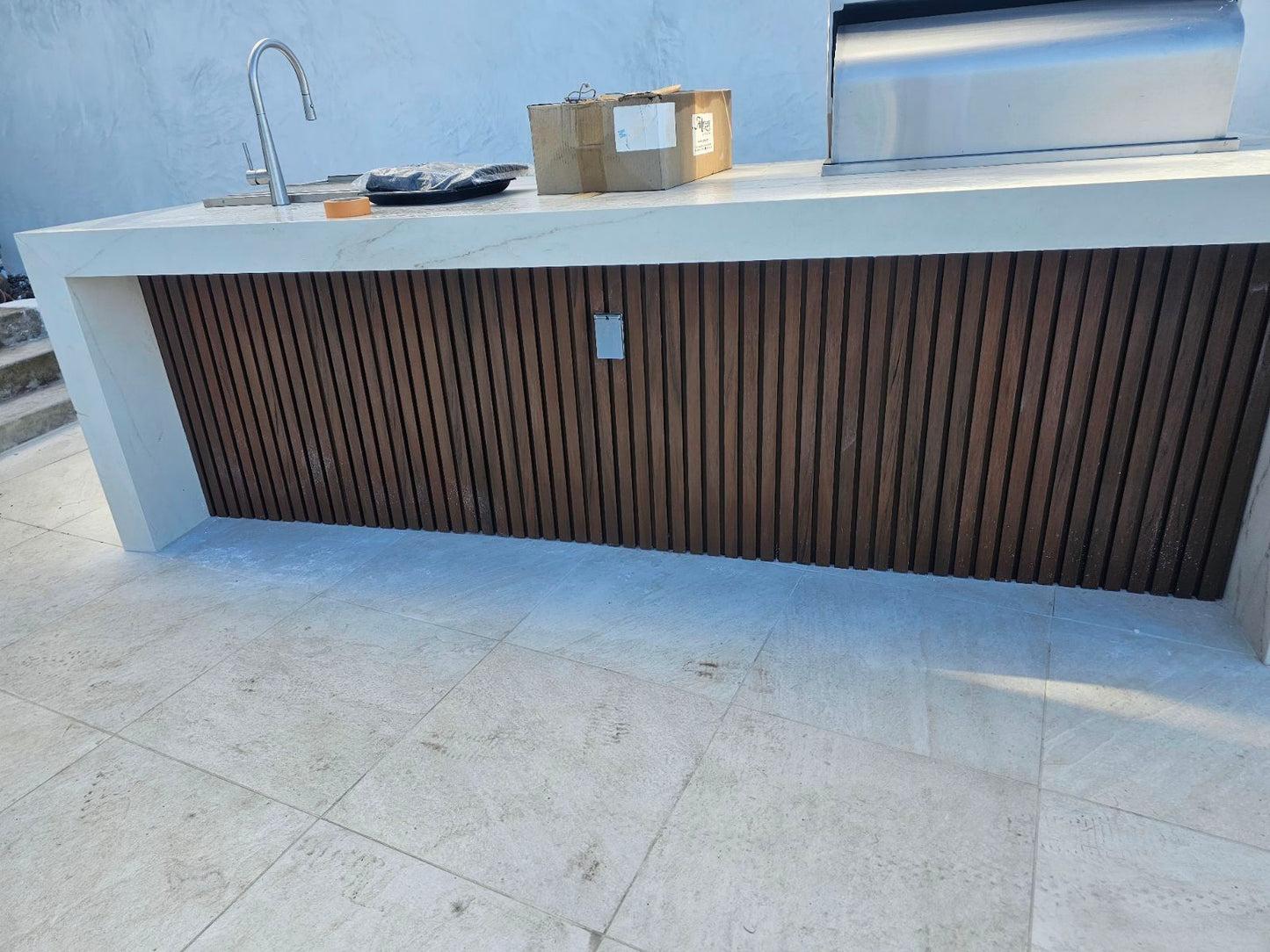 Teak Exterior Siding Panels Accent Wall Decor European Modern Wood Grain 8.5 in by 114 in