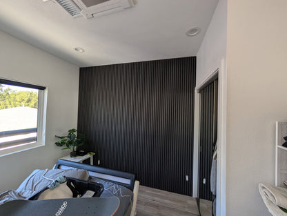Charcoal Black Wood Veneer Panels Accent Wall Decor 2 ft wide by 9.5 ft long