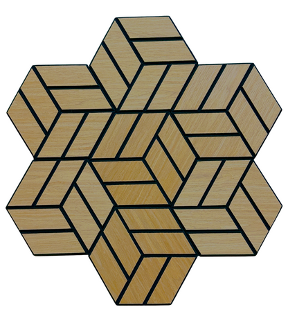 Hexagon 3D Wood Veneer Honeycomb Cutout for Wall Decor Panels with Adhesive