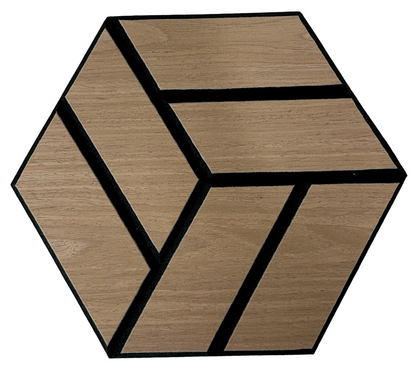 Hexagon 3D Wood Veneer Honeycomb Cutout for Wall Decor Panels with Adhesive