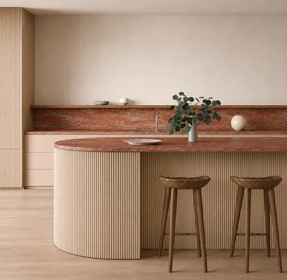 Round Flexible Tambour Wall Panels in Premium White Oak Color