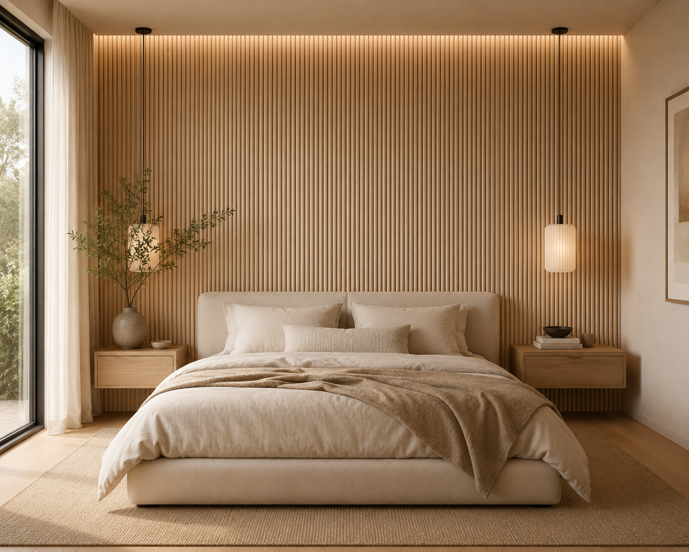 Round Flexible Tambour Wall Panels in Premium White Oak Color