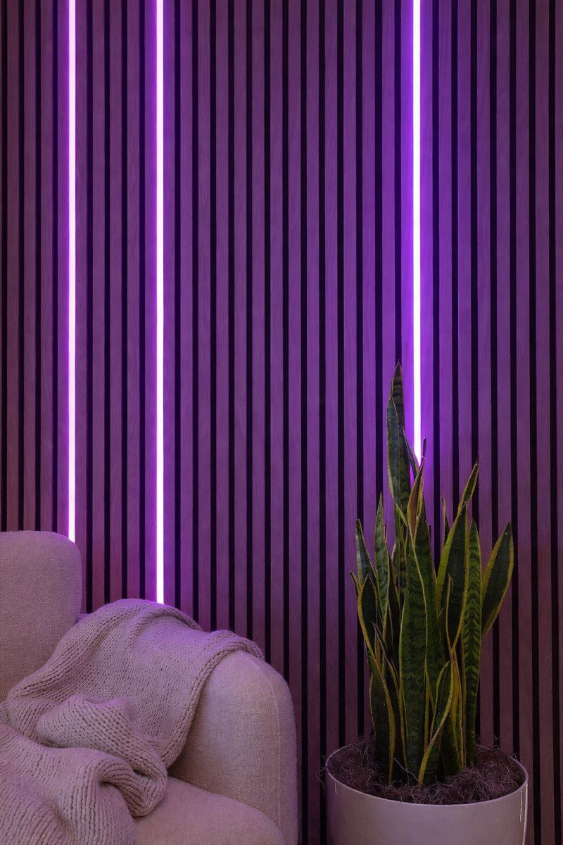 RGB Silicone Multi Color LED Lights for Acoustic Wall Slat Panels Dimmable Set of 3 Easily Inserted Lights