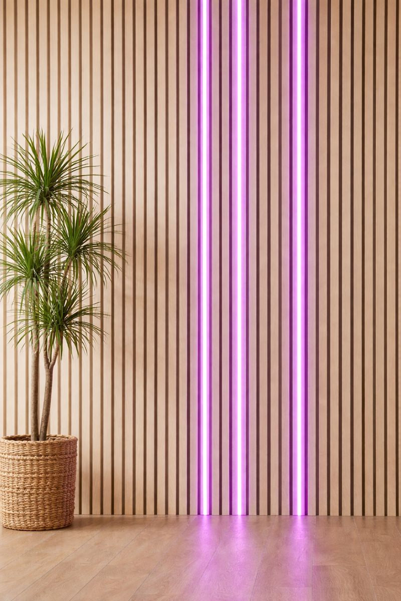 RGB Silicone Multi Color LED Lights for Acoustic Wall Slat Panels Dimmable Set of 3 Easily Inserted Lights