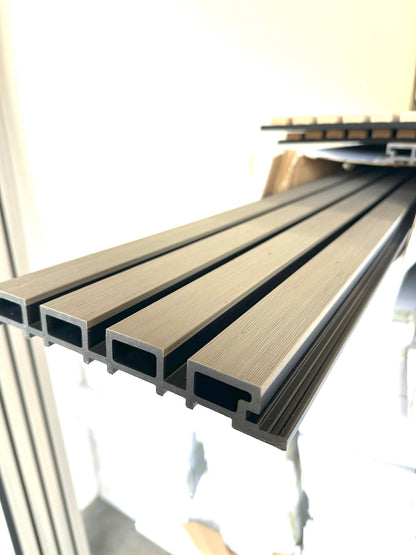 Grey Color with Black Exterior Slat Wall Panels  Durable Siding & Accent Cladding Two Tone
