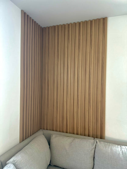 Extra Wide Interior Accent Wall Panels WPC Teak Wood Decorative Look