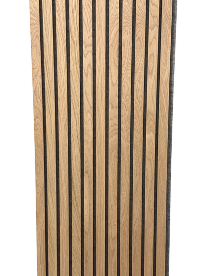 Oak Acoustic Wood Slat Wall Panels Gray Felt Backing 10FT