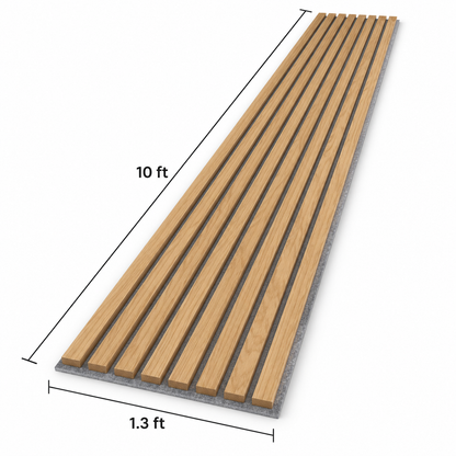 Oak Acoustic Wood Slat Wall Panels Gray Felt Backing 10FT