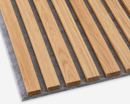 Oak Acoustic Wood Slat Wall Panels Gray Felt Backing 10FT