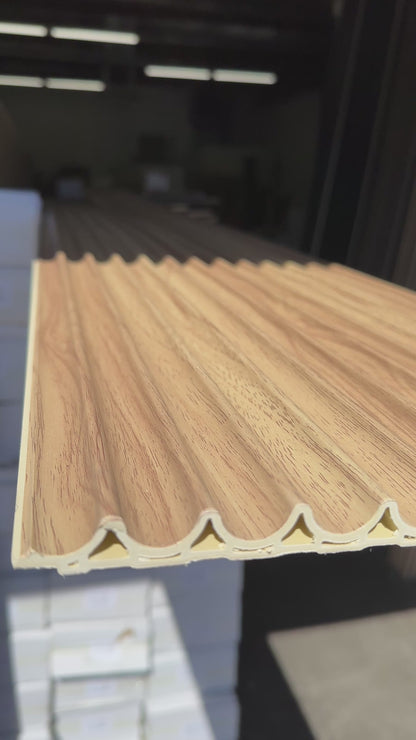 Wide Fluted Oak Color Interior Wall Decor Panels 6.2 inches wide by 114 inches long