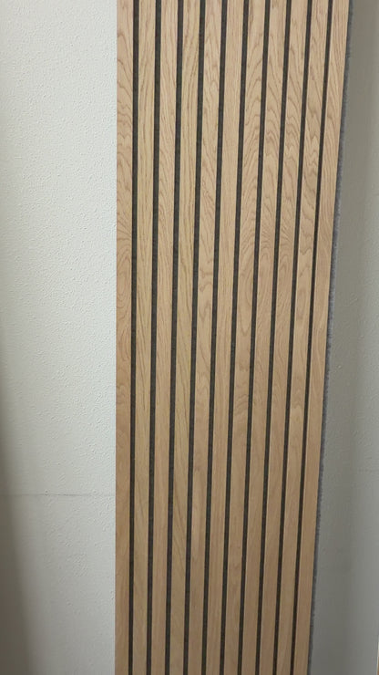 Oak Acoustic Wood Slat Wall Panels Gray Felt Backing 10FT